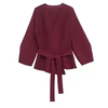 Spring Women Shoulder Pad Belt Knit Blazer Women Retro V-neck Long Sleeve Versatile Female Coat Women Clothes 9598, 128