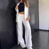 Women's Two-Piece Suit Set with a Lapel Blazer and Straight-Leg Trousers
