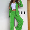 Women's Two-Piece Suit Set with a Lapel Blazer and Straight-Leg Trousers