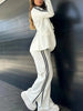 Women's Two-Piece Suit Set with a Lapel Blazer and Straight-Leg Trousers