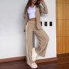 Women's Two-Piece Suit Set with a Lapel Blazer and Straight-Leg Trousers