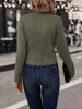 Women's Short-Sleeve Blazer Jacket with a Button Front in Green White Brown or Black