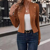 Women's Short-Sleeve Blazer Jacket with a Button Front in Green White Brown or Black