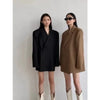 Women's Oversized Double-Breasted Blazer with Pockets in Rose Red Khaki or Black