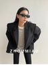 Women's Oversized Double-Breasted Blazer with Pockets in Rose Red Khaki or Black