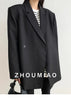 Women's Oversized Double-Breasted Blazer with Pockets in Rose Red Khaki or Black
