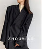 Women's Oversized Double-Breasted Blazer with Pockets in Rose Red Khaki or Black