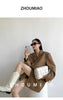 Women's Oversized Double-Breasted Blazer with Pockets in Rose Red Khaki or Black