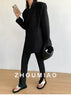 Women's Oversized Double-Breasted Blazer with Pockets in Rose Red Khaki or Black