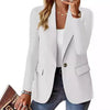 Women's Solid Button Suit Coat Lapel Long Sleeve Hatless Casual Coat, Jacket Oversized Work Office Business