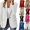Women's Solid Button Suit Coat Lapel Long Sleeve Hatless Casual Coat, Jacket Oversized Work Office Business