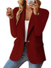 Women's Solid Button Suit Coat Lapel Long Sleeve Hatless Casual Coat, Jacket Oversized Work Office Business