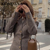 Women's Fall-Winter Houndstooth Blazer with a Single-Breasted Front