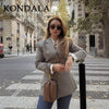 Women's Fall-Winter Houndstooth Blazer with a Single-Breasted Front