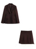 Women's KONDALA Chic Casual Solid Suit Pockets Button Blazer Straight Loose Pants Zipper Skirt Autumn Winter Sets