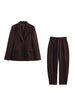 Women's KONDALA Chic Casual Solid Suit Pockets Button Blazer Straight Loose Pants Zipper Skirt Autumn Winter Sets