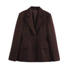 Women's KONDALA Chic Casual Solid Suit Pockets Button Blazer Straight Loose Pants Zipper Skirt Autumn Winter Sets