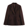 Women's KONDALA Chic Casual Solid Suit Pockets Button Blazer Straight Loose Pants Zipper Skirt Autumn Winter Sets