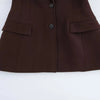 Women's KONDALA Chic Casual Solid Suit Pockets Button Blazer Straight Loose Pants Zipper Skirt Autumn Winter Sets