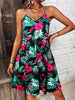 Summer Vacation Style Print V-Neck Spaghetti Strap Dress, Camisole for Vacation Outfits, Bohemia Dresses Women Summer