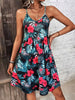 Summer Vacation Style Print V-Neck Spaghetti Strap Dress, Camisole for Vacation Outfits, Bohemia Dresses Women Summer