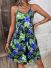 Summer Vacation Style Print V-Neck Spaghetti Strap Dress, Camisole for Vacation Outfits, Bohemia Dresses Women Summer