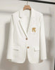 Women's Suit Casual Office Formal Blazer Embroidery White Blazer Single Breasted High Quality