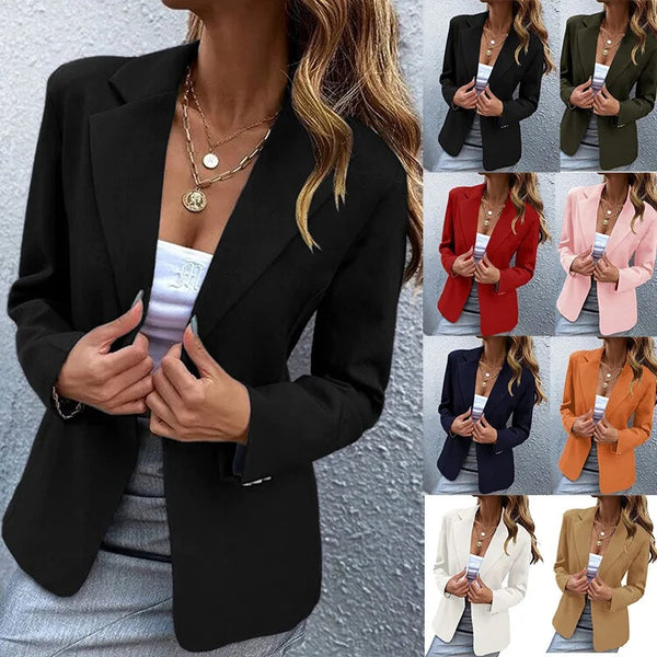 Women's Long-Sleeve Blazer with a Single-Button Front in Seven Colors