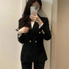 Women's Slim-Fit Blazer Jacket with a Notched Lapel and Double-Breasted Front