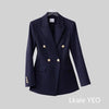 Women's Slim-Fit Blazer Jacket with a Notched Lapel and Double-Breasted Front