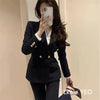 Women's Slim-Fit Blazer Jacket with a Notched Lapel and Double-Breasted Front