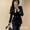 Women's Slim-Fit Blazer Jacket with a Notched Lapel and Double-Breasted Front