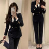 Women's Slim-Fit Blazer Jacket with a Notched Lapel and Double-Breasted Front