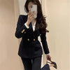 Women's Slim-Fit Blazer Jacket with a Notched Lapel and Double-Breasted Front
