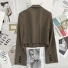 Women's Cropped Blazer with Single-Button Closure and Notched Lapels