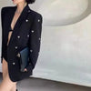 Women's Black Blazer with Wide Lapels and a Single-Button Front