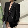 Women's Black Blazer with Wide Lapels and a Single-Button Front