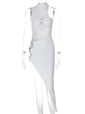 Sexy Hollow Black White Maxi Summer Dress Women Bodycon Club Birthday Party Dress Woman Clothing Midi Evening Dresses Vestidos