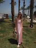 Women Off Shoulder Pink Satin Maxi Dress