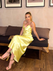Women Off Shoulder Pink Satin Maxi Dress