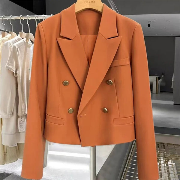 Women's Cropped Double-Breasted Blazer in Six Colors