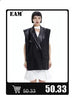Women's Black Blazer with Sheer Mesh Panels and Long Sleeves