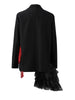 Women's Black Blazer with Sheer Mesh Panels and Long Sleeves