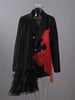 Women's Black Blazer with Sheer Mesh Panels and Long Sleeves