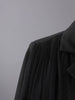 Women's Black Blazer with Sheer Mesh Panels and Long Sleeves