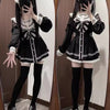 JK School Uniform Set Black Lace Dress Japanese Style