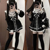 JK School Uniform Set Black Lace Dress Japanese Style