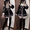 JK School Uniform Set Black Lace Dress Japanese Style