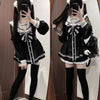 JK School Uniform Set Black Lace Dress Japanese Style