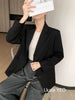 Women's Blazer Jacket with a Relaxed Fit and Long Sleeves in Black or Gray